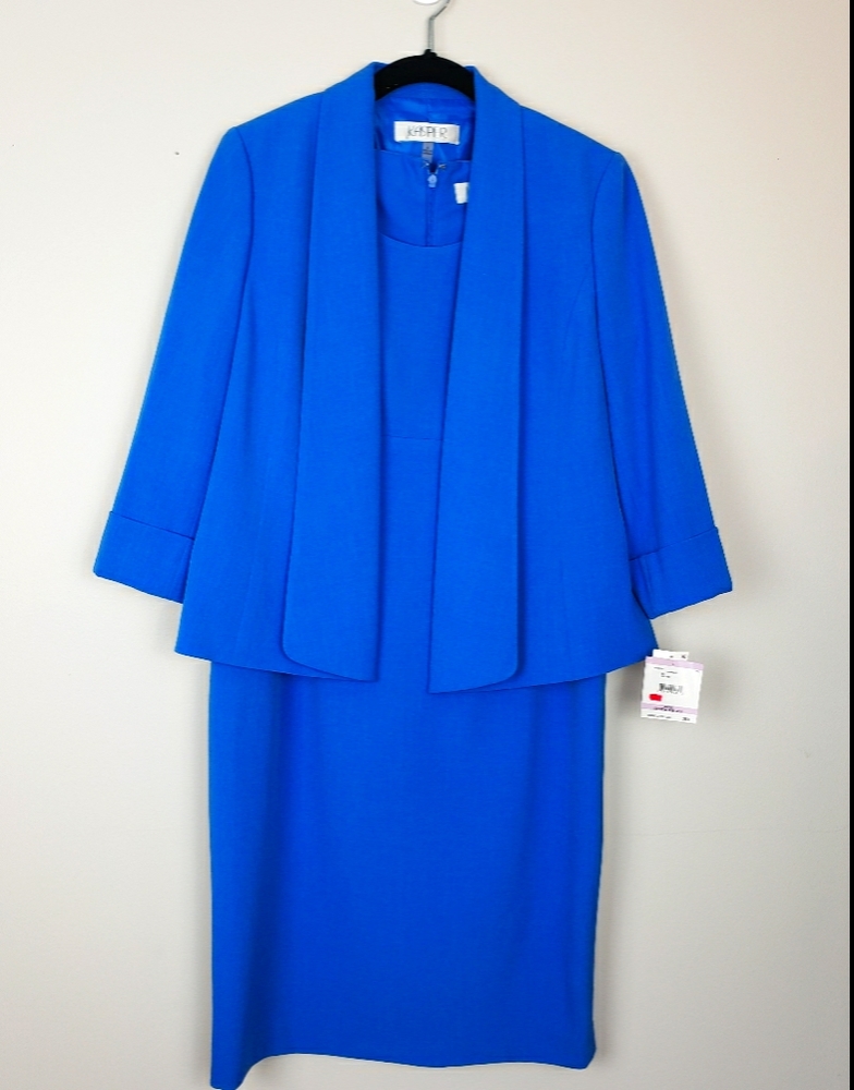 NWT Kasper Cabana blue dress blazer suit lined 6